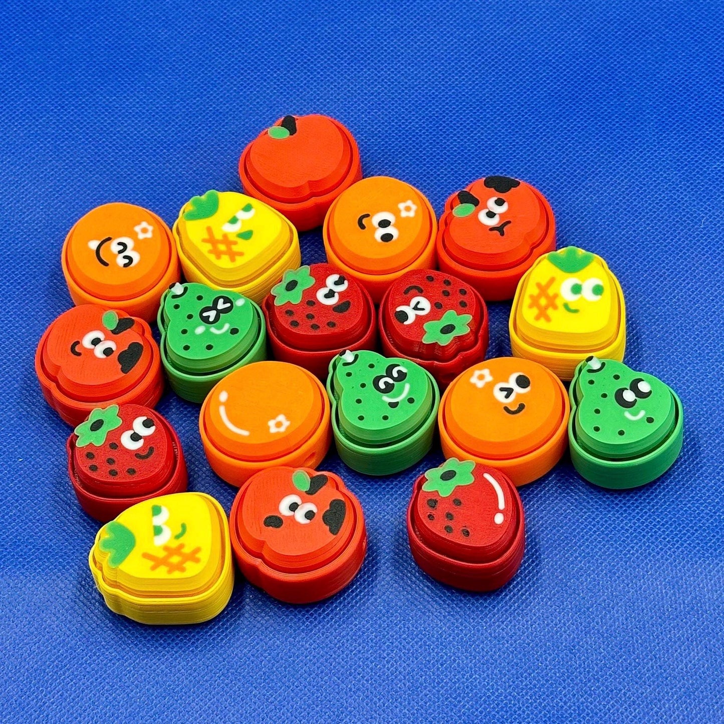 Colorful Clicker Fruit Fidgets Keychain | 3D Printed Emoji Faces for Stress Relief & Fun Party Favors Gift Idea