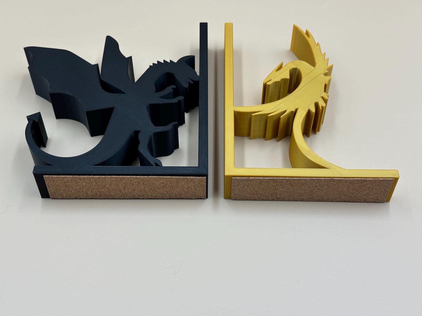 Dragon Bookends 3D Printed Black & Gold Pair, Unique Fantasy Home Office Decor, Perfect Gift for Book Lovers