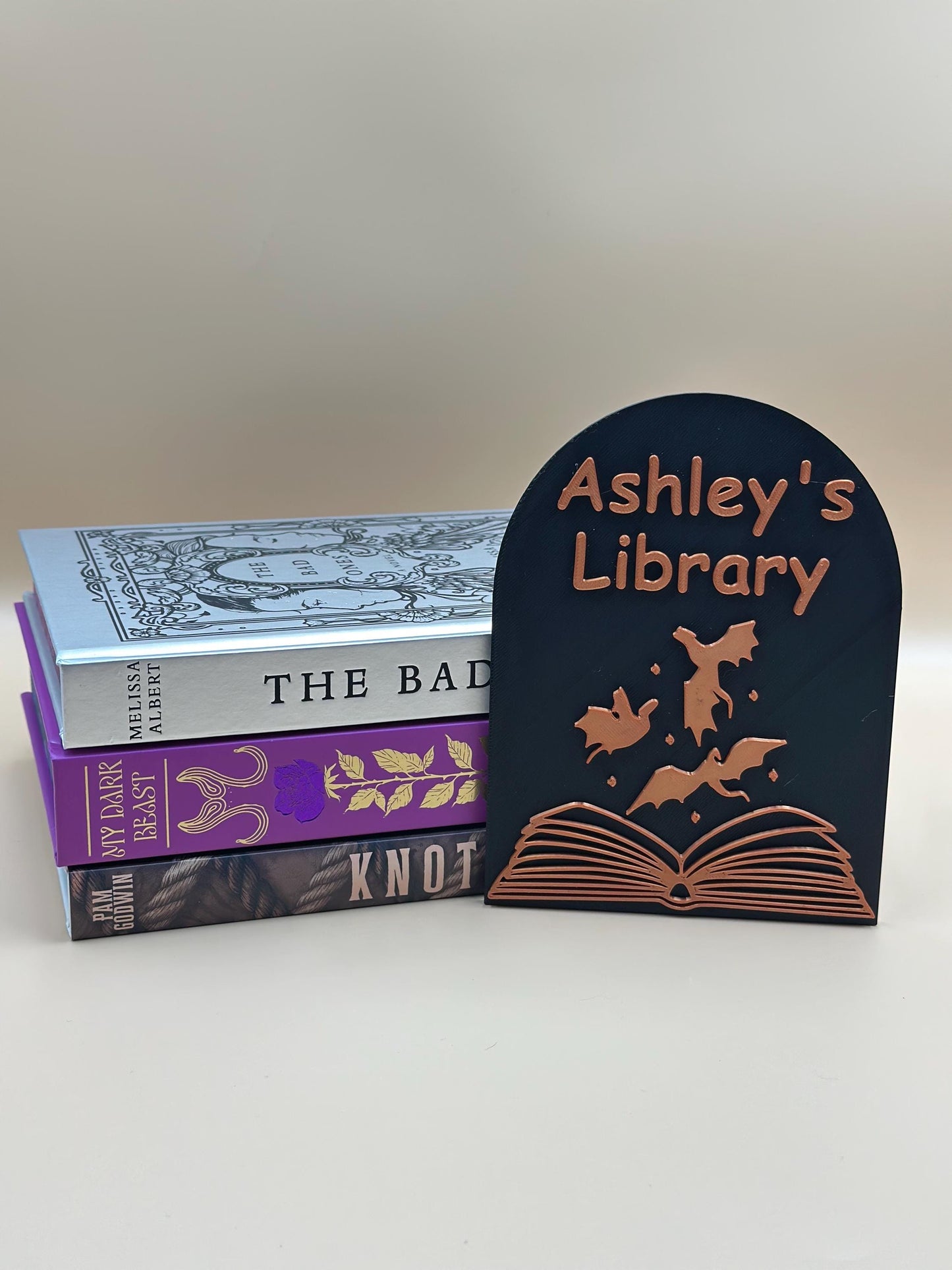 Personalized Library Sign with Dragons, Custom Book Nook Décor for Home & Reading Room Gift