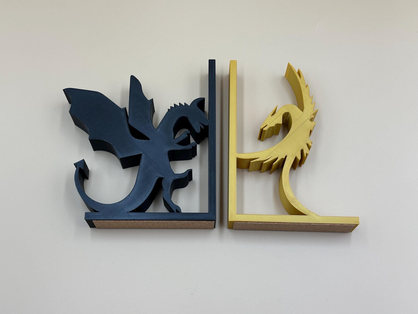 Dragon Bookends 3D Printed Black & Gold Pair, Unique Fantasy Home Office Decor, Perfect Gift for Book Lovers