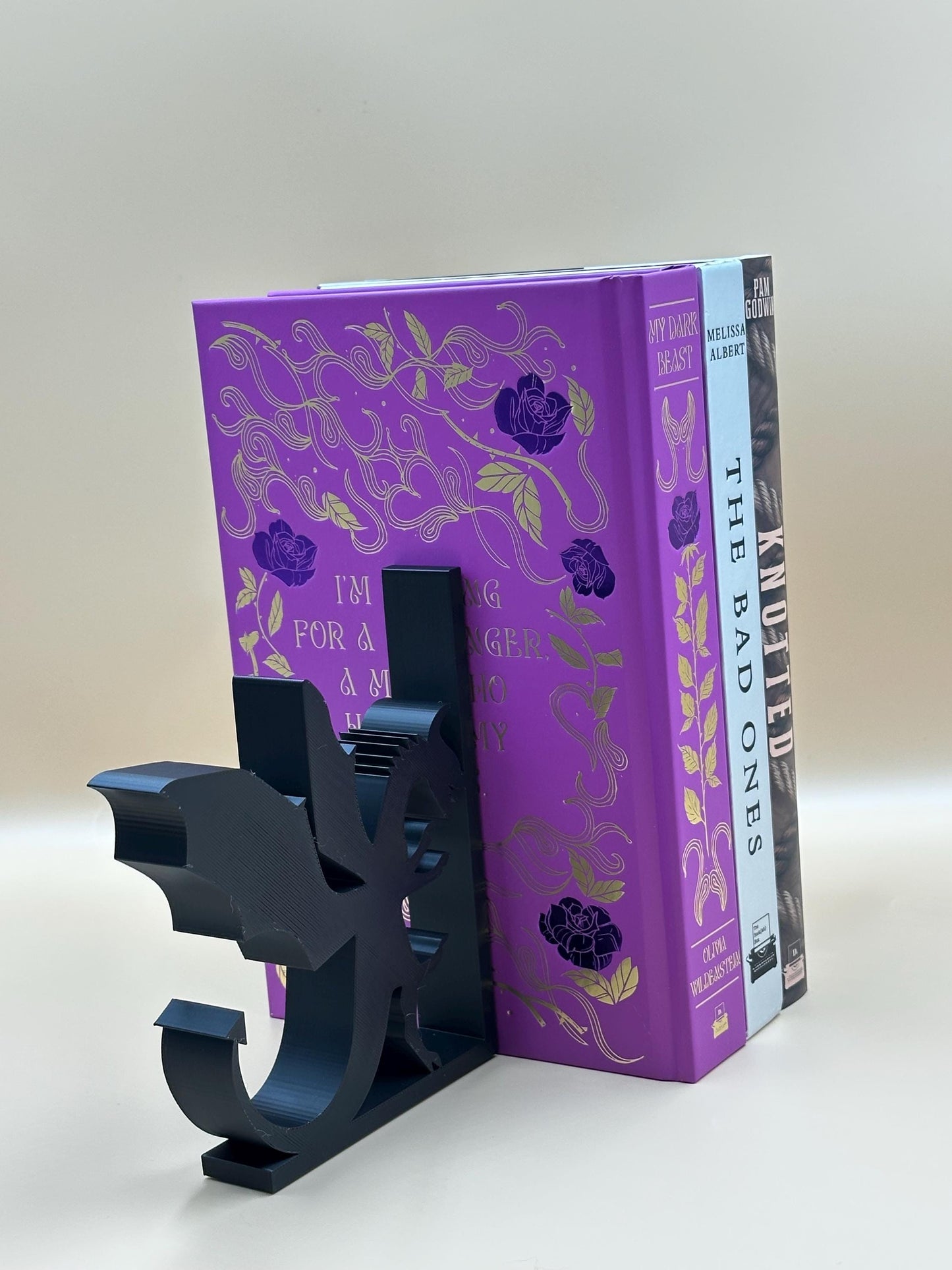 Dragon Bookends 3D Printed Black & Gold Pair, Unique Fantasy Home Office Decor, Perfect Gift for Book Lovers