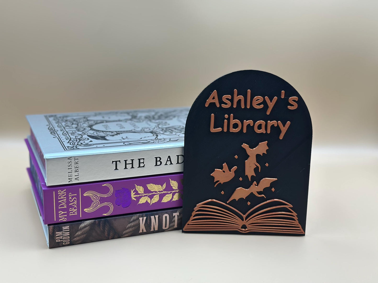 Personalized Library Sign with Dragons, Custom Book Nook Décor for Home & Reading Room Gift