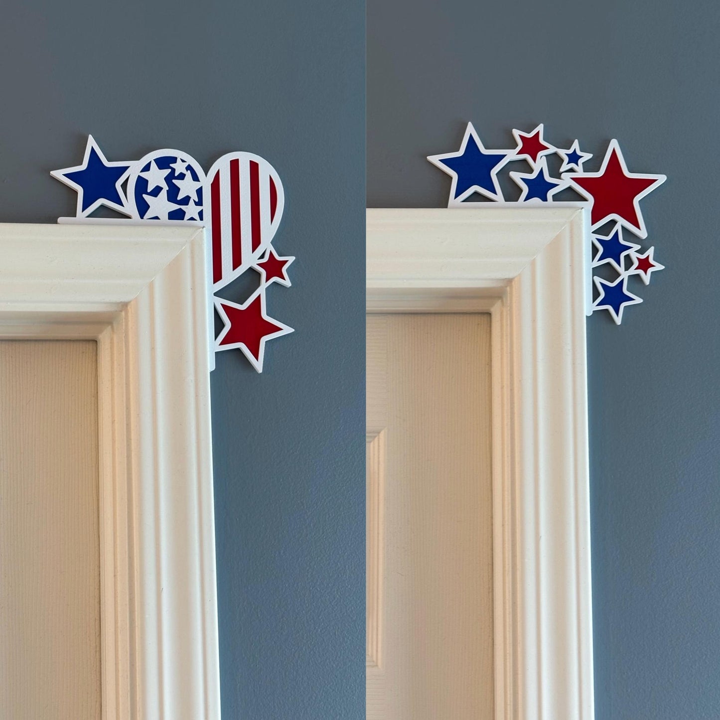4th of July Door Corner Decorations: Patriotic Red, White & Blue
