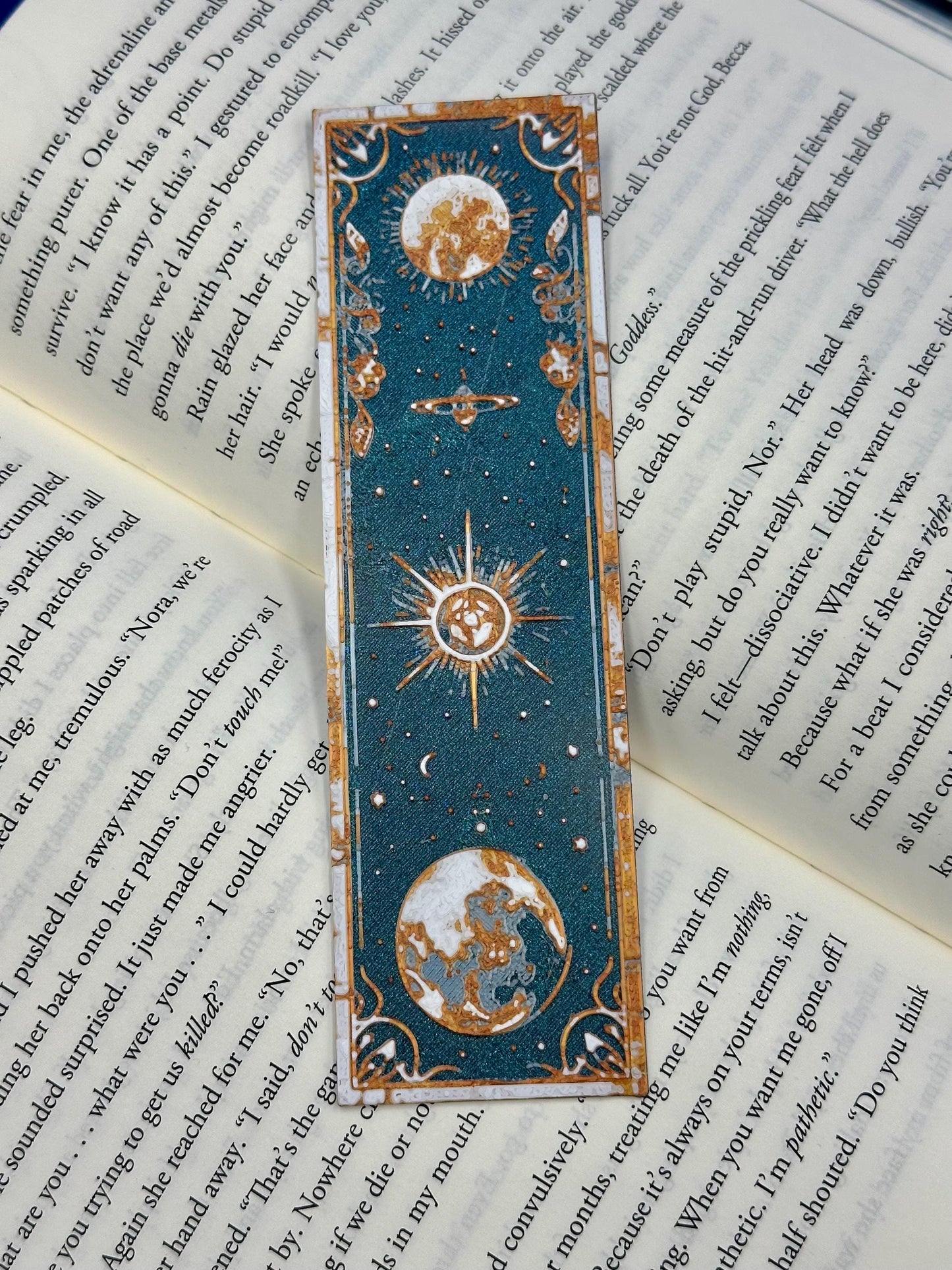 3D Printed Galaxy Bookmarks: Sun, Moon & Planets - Set of 3