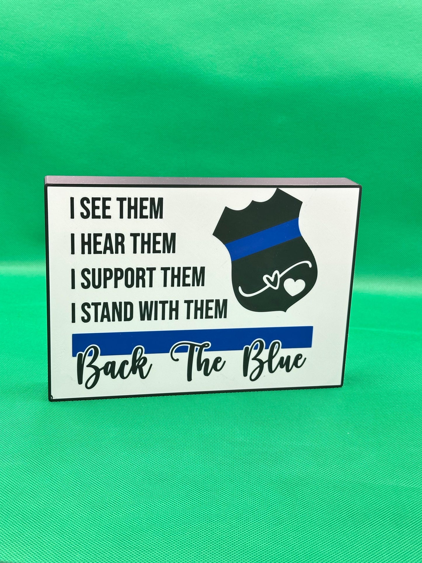 Back the Blue Light Box: Police Badge Sign - Law Enforcement Gift