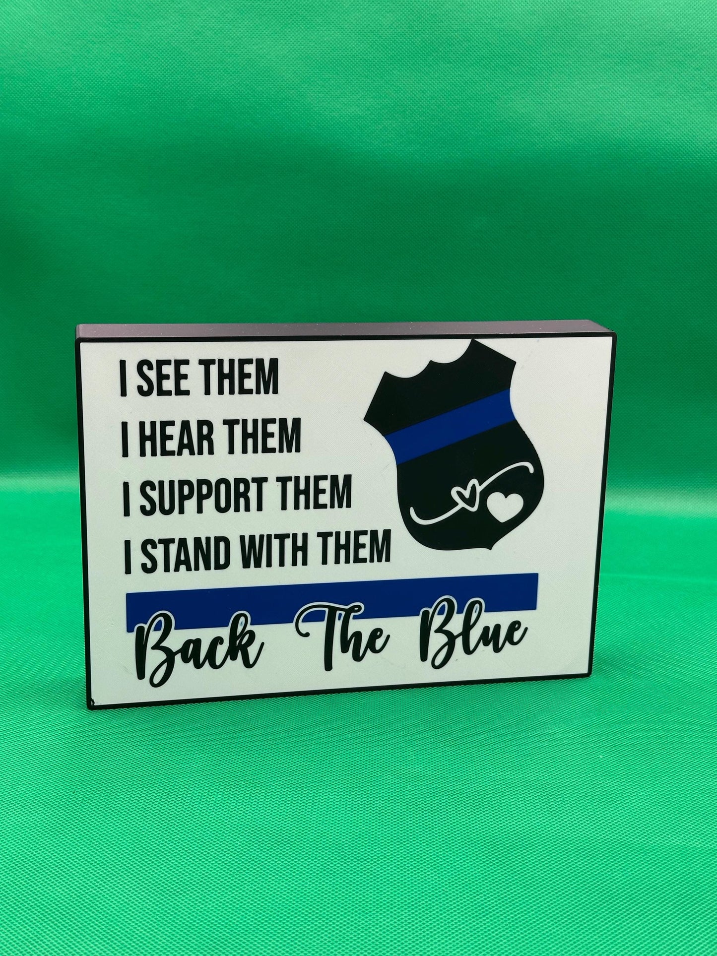 Back the Blue Light Box: Police Badge Sign - Law Enforcement Gift