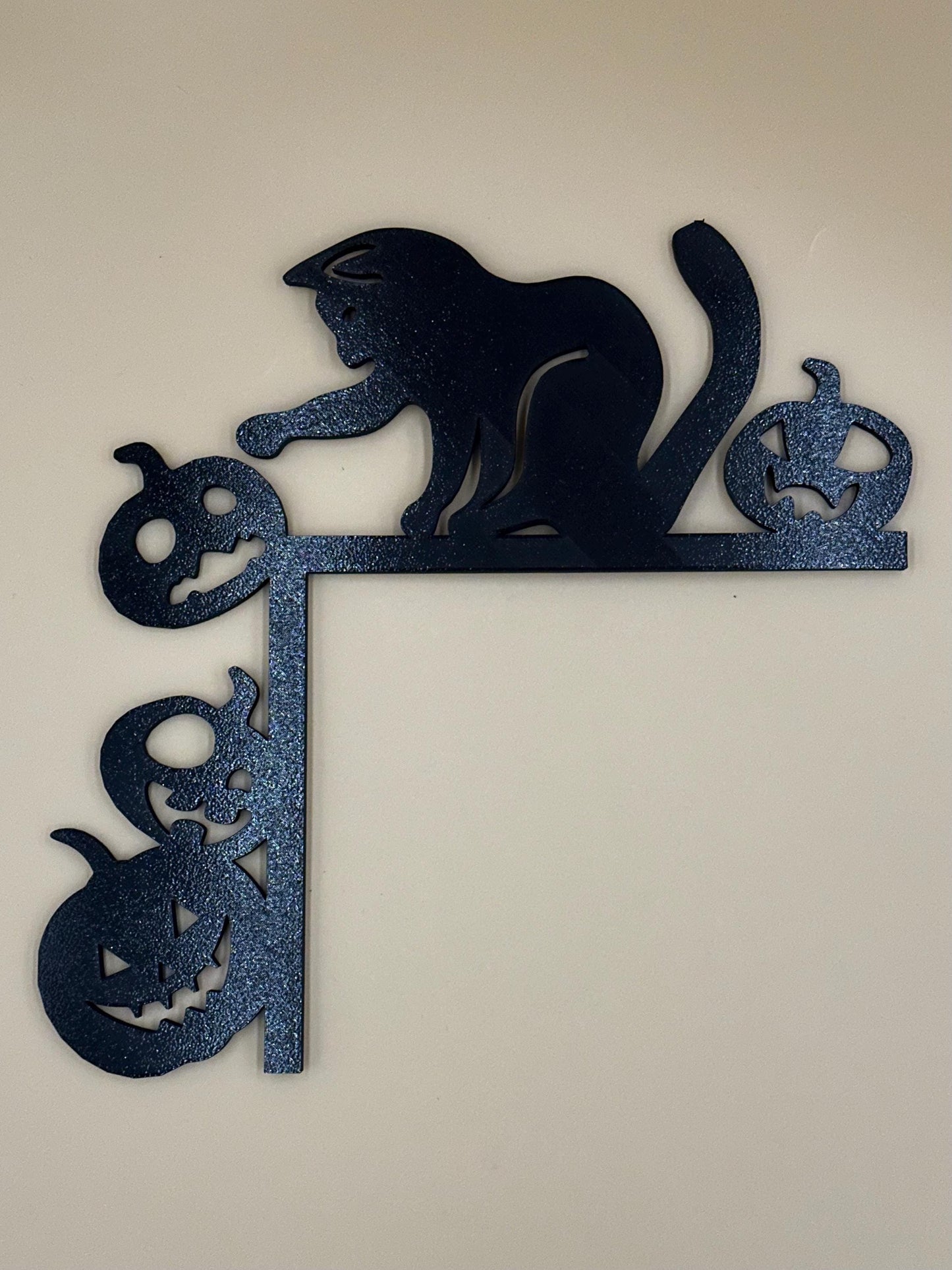 Halloween Cat & Pumpkin Door Corner Decor: Spooky Fall Welcome Sign