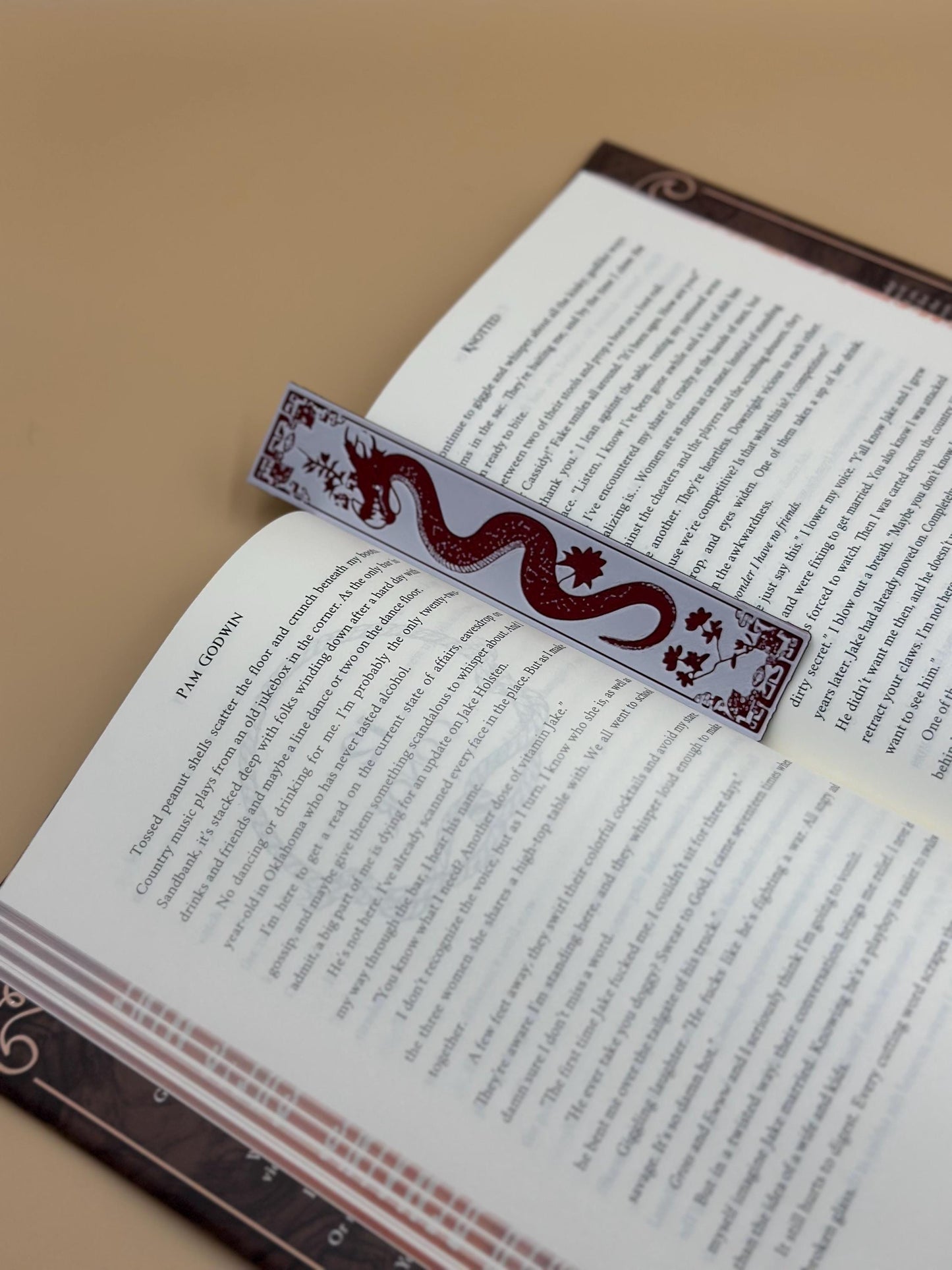 3D Printed Dragon Bookmark Set: Red & White Blossom Design