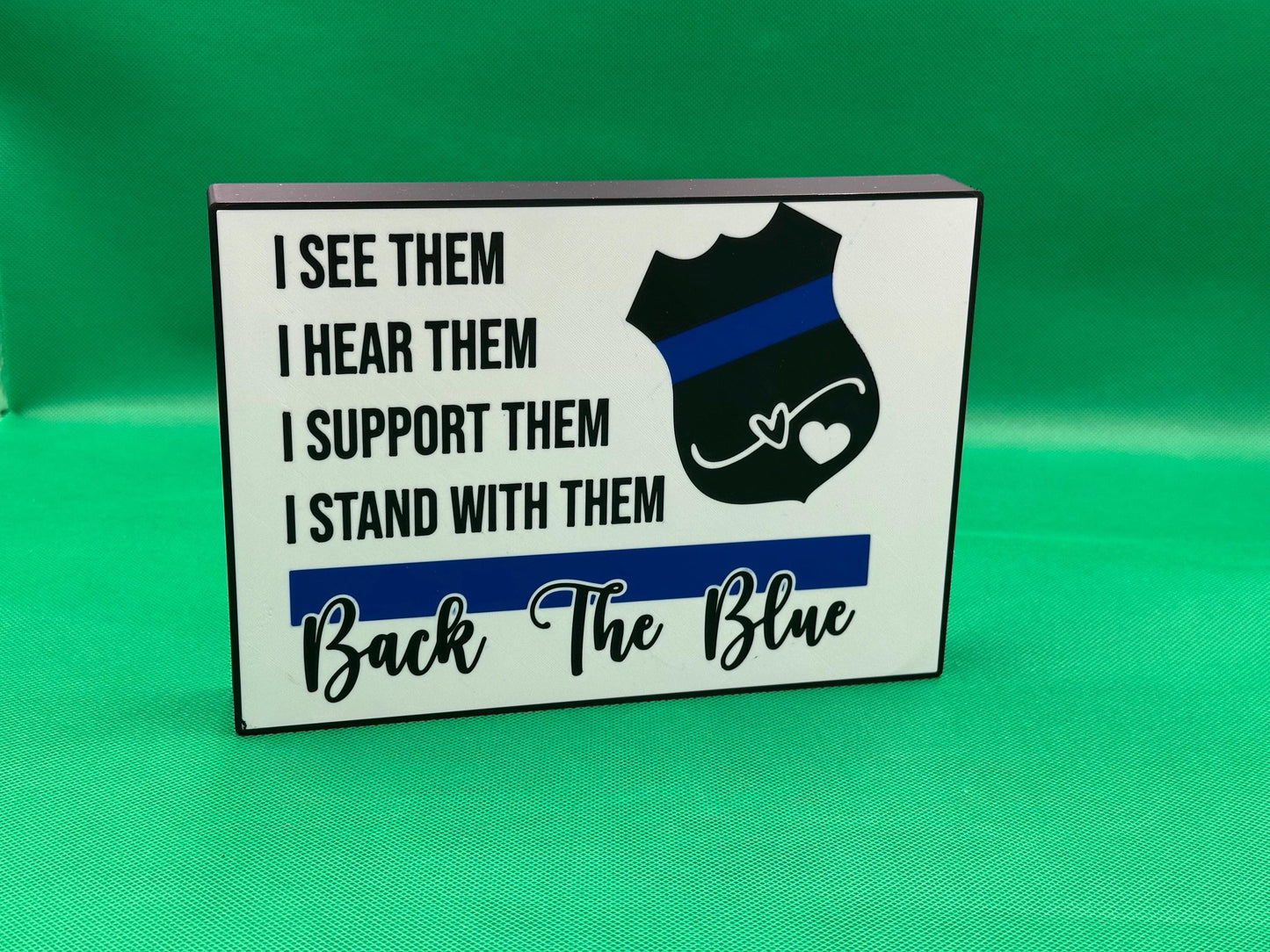 Back the Blue Light Box: Police Badge Sign - Law Enforcement Gift