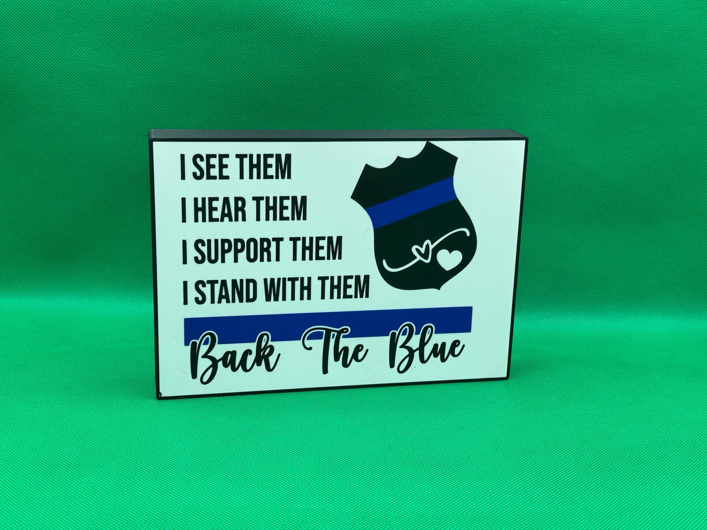 Back the Blue Light Box: Police Badge Sign - Law Enforcement Gift