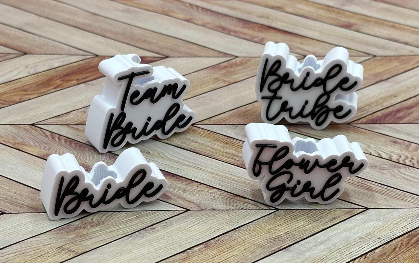 Bridal Party Straw Charm: Team Bride, Bride Tribe, Flower Girl