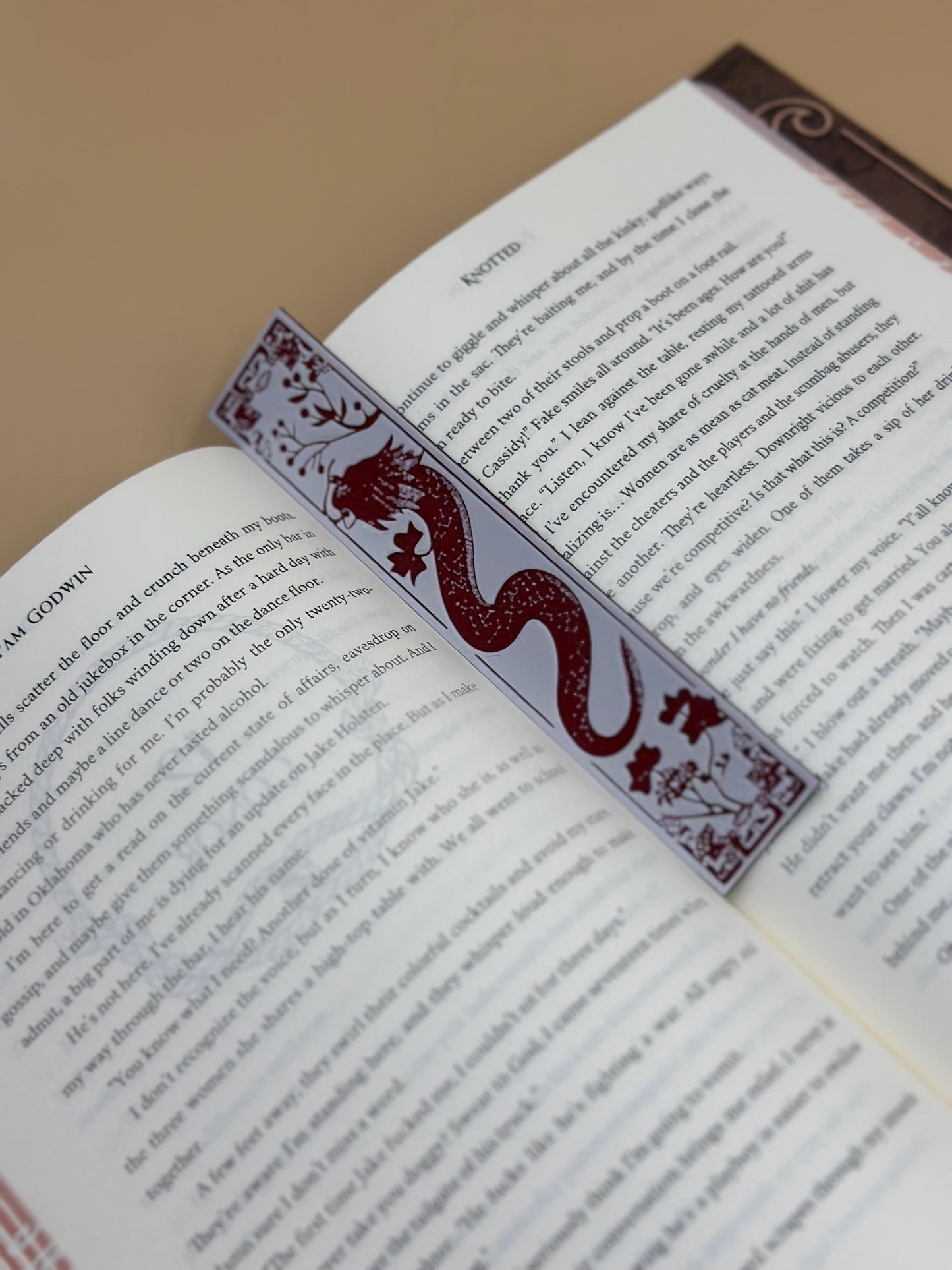 3D Printed Dragon Bookmark Set: Red & White Blossom Design
