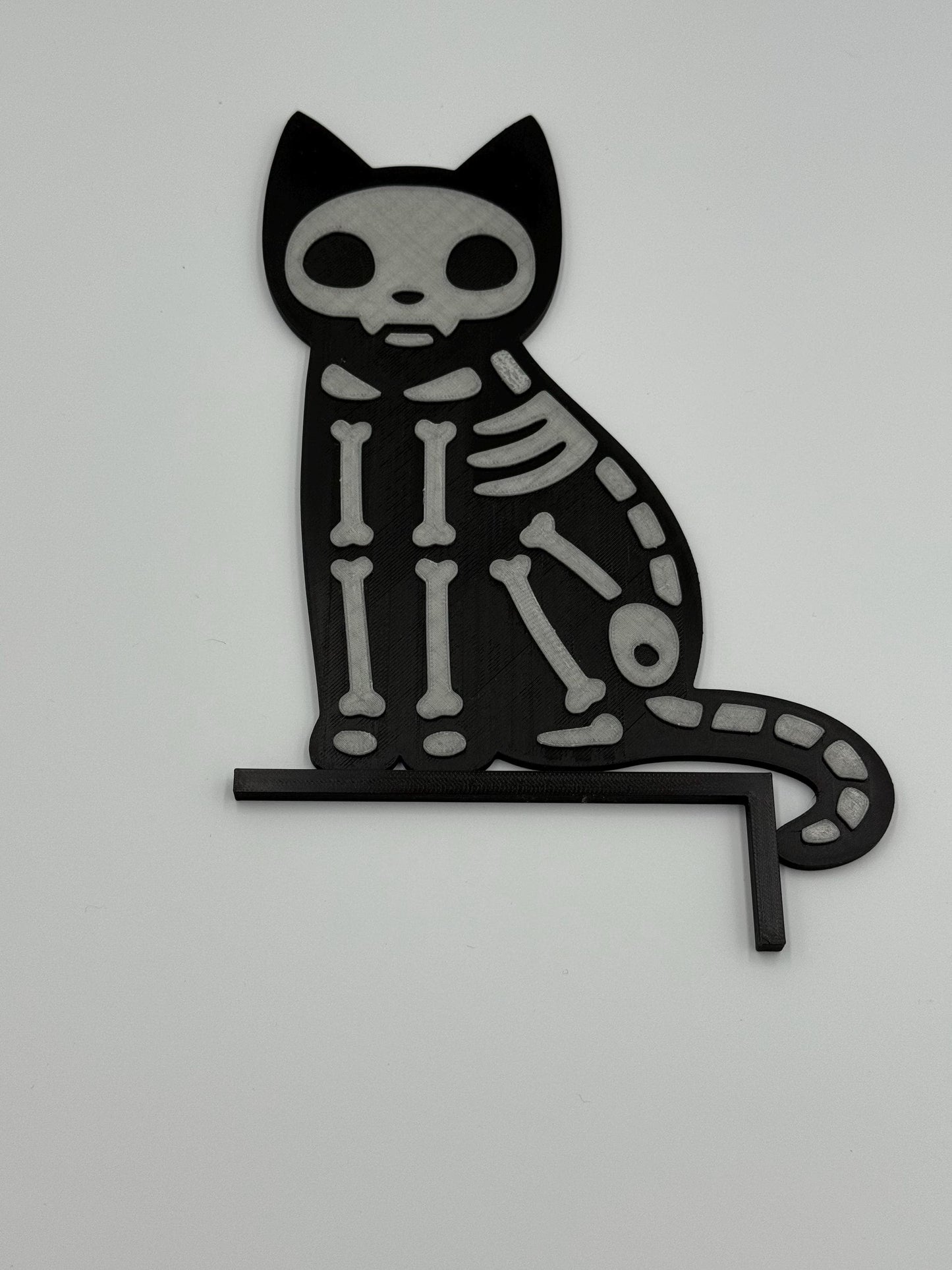 Glowing Skeleton Black Cat Halloween Decor: Spooky Gothic Wall Art