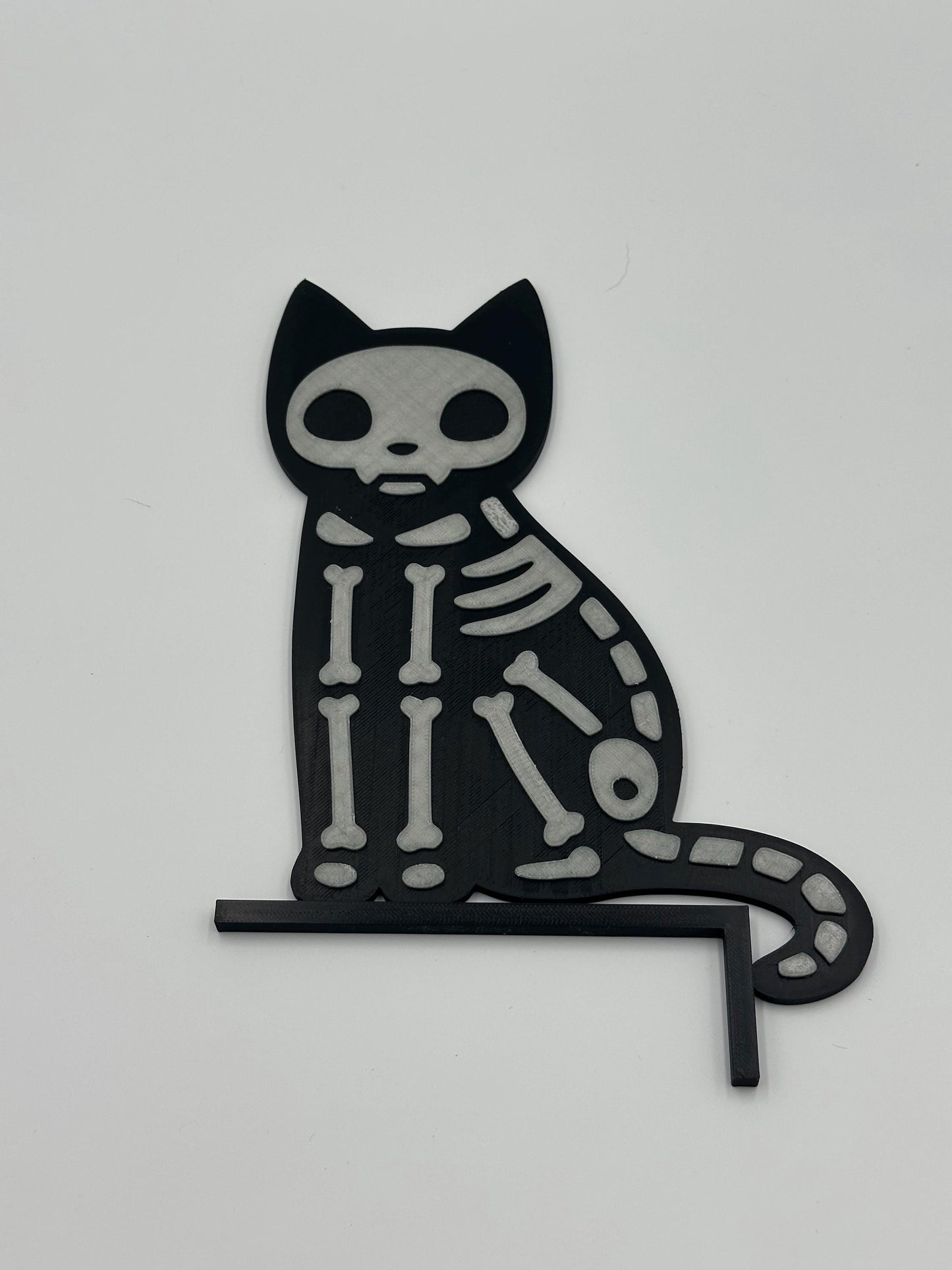 Glowing Skeleton Black Cat Halloween Decor: Spooky Gothic Wall Art