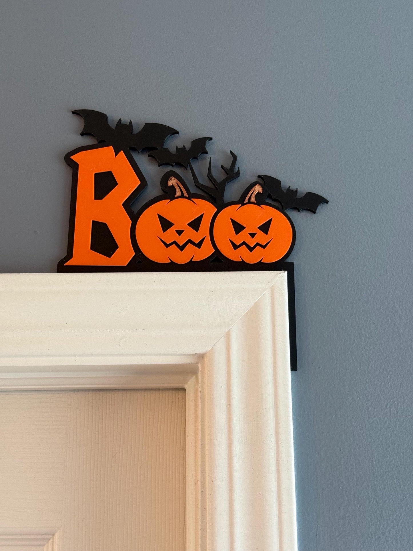 Boo Pumpkins & Bats Halloween Door Corner Decor: Gothic Spooky Wall Art