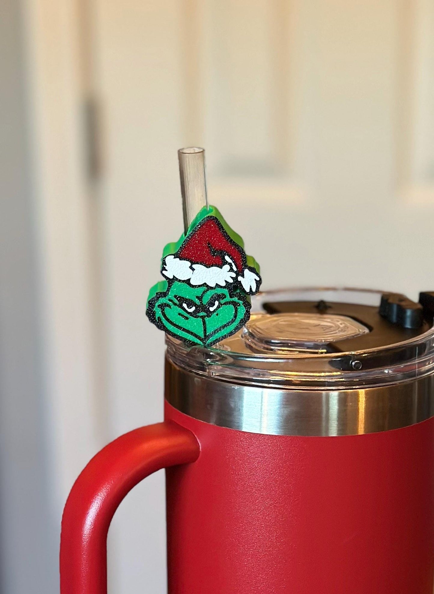 Grinch Theme Straw Slide and Lid Topper Set for Stanley 40oz Tumbler