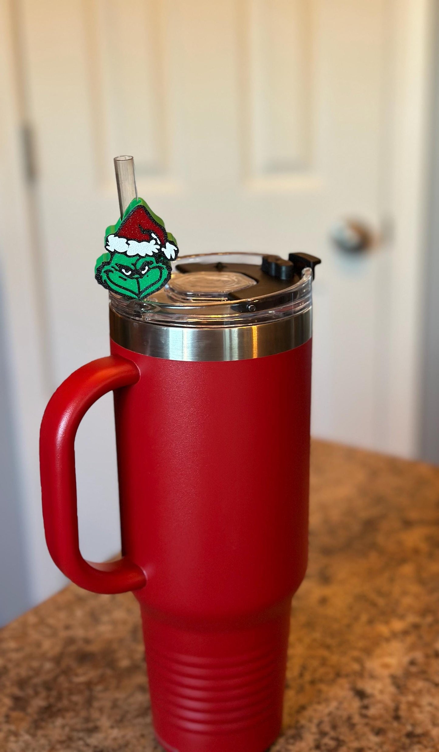 Charming Grinch Straw Charm - Give Your Beverage a Holiday Twist - Straw Slide/Tumbler Topper