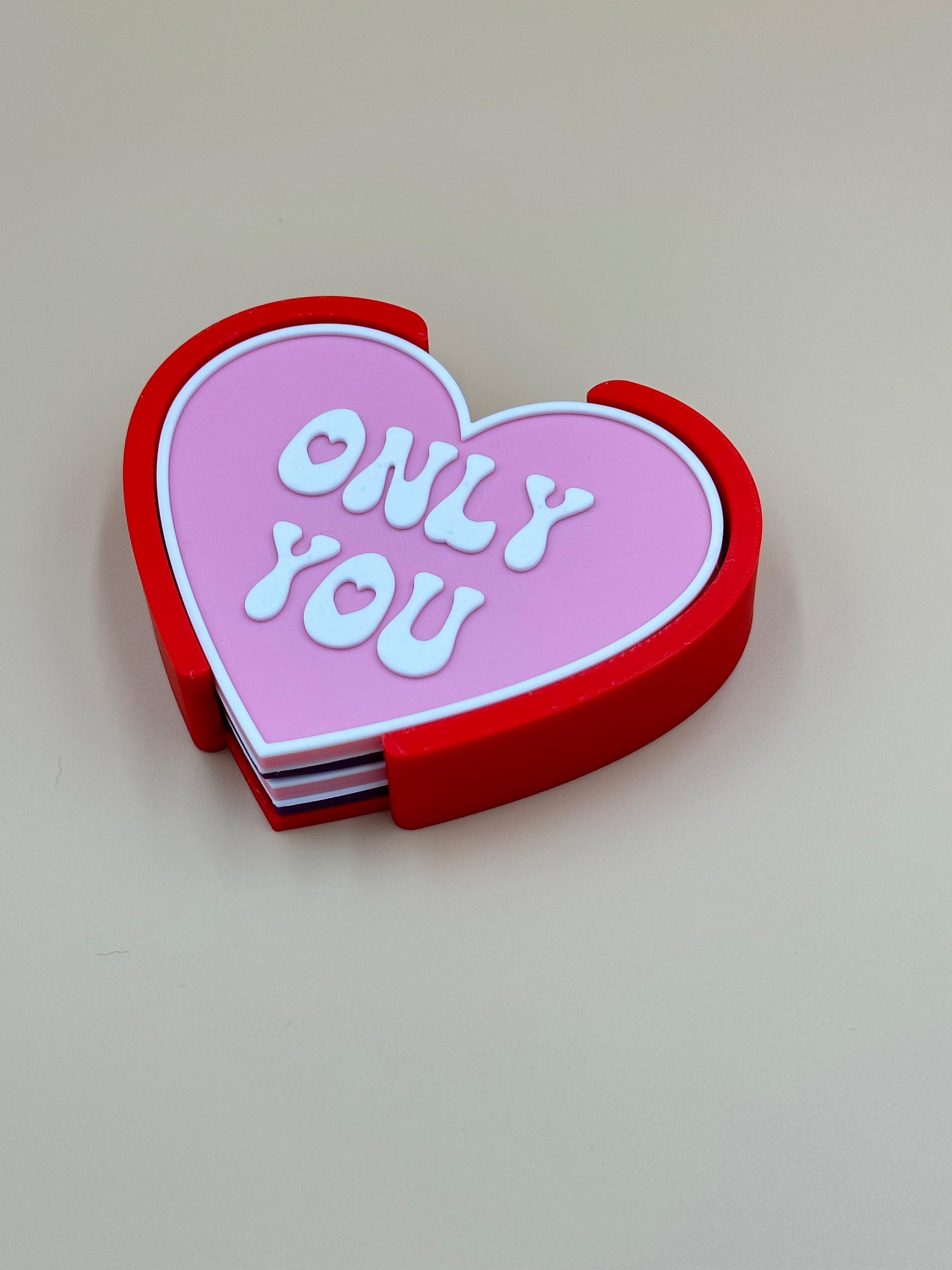 Sweet Love Notes: Mix-n-Match Valentine's Coasters - Set of 4 with Holder