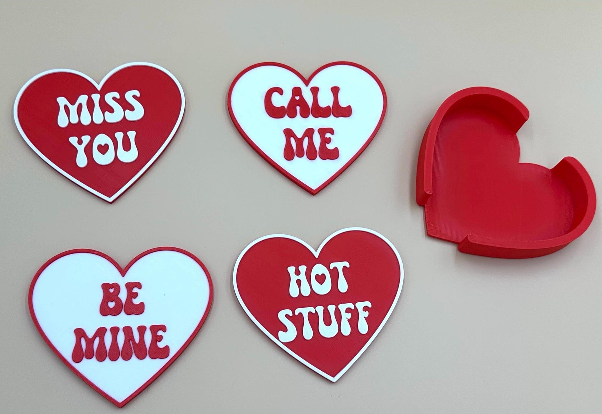 Sweet Love Notes: Mix-n-Match Valentine's Coasters - Set of 4 with Holder