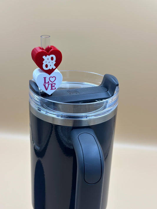 Valentine Hearts, Set of 2, Tumbler Straw Slides/Charm/Topper