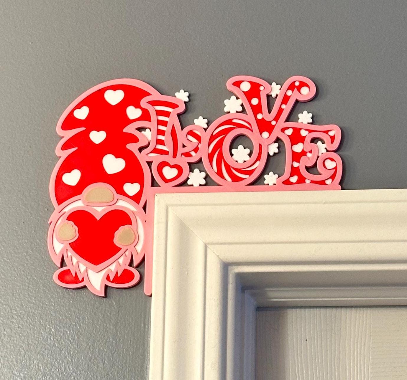 Heartfelt Valentine LOVE Gnome Door Corner Decor - Left Sided