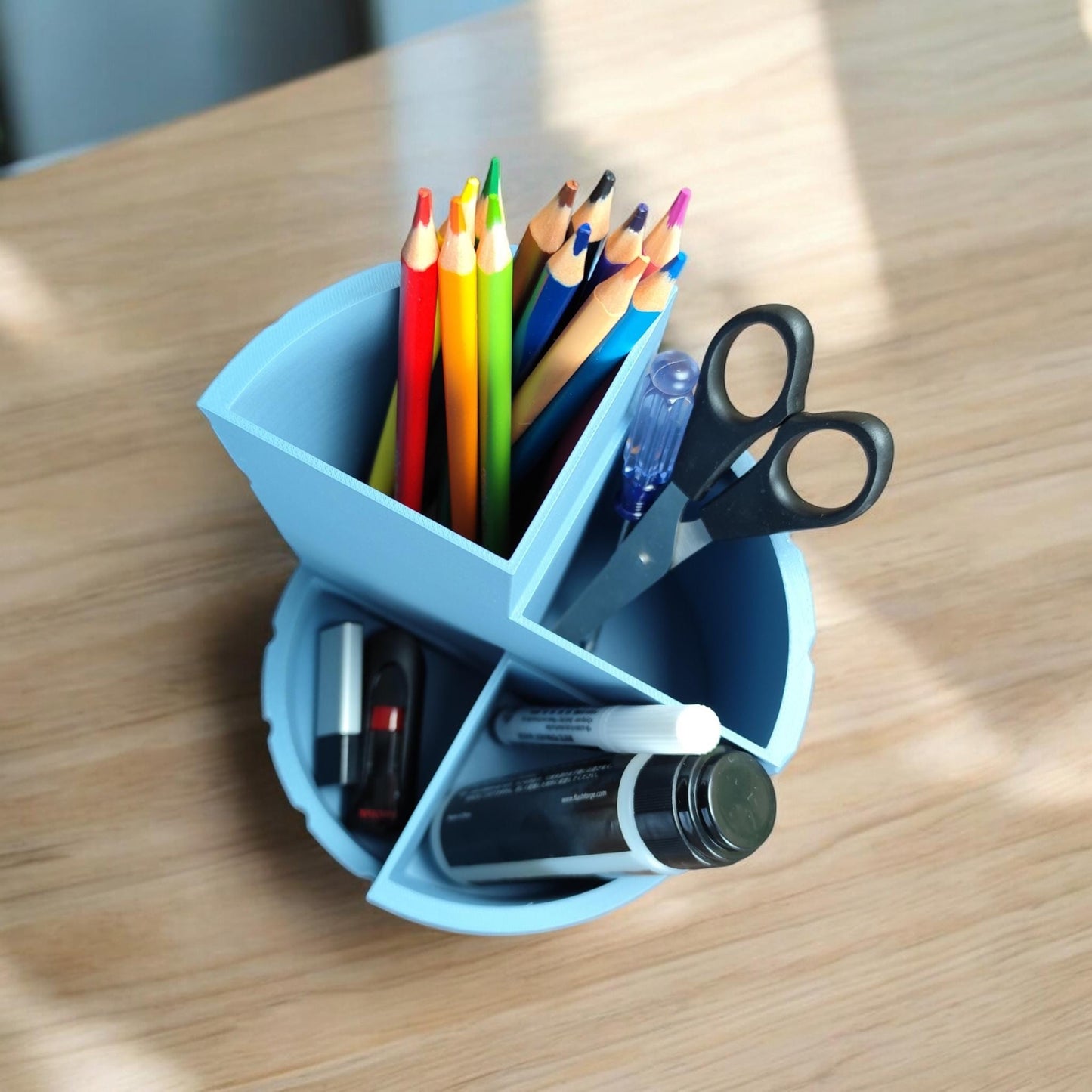 Round Desk Organizer with 4 Sections - Office Storage Solution