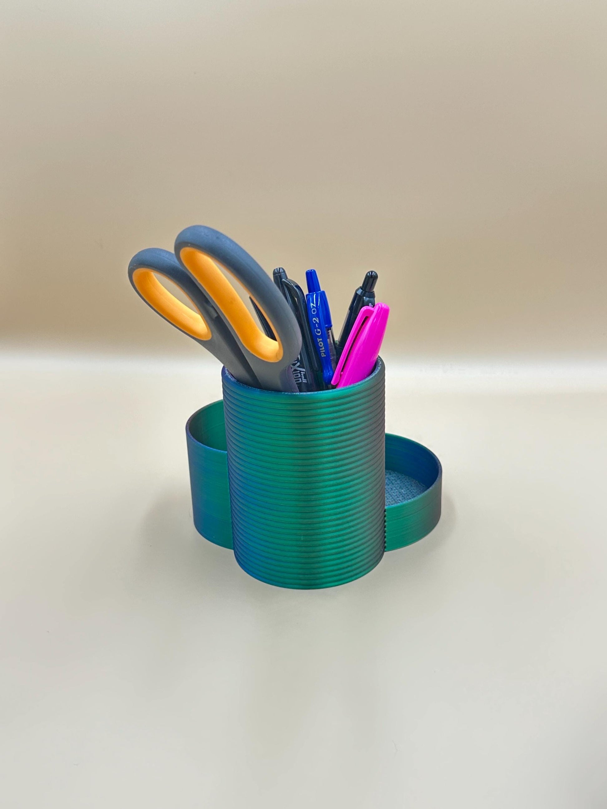 Modern Triple Cup Utensil Caddy- Office Desk Organizer