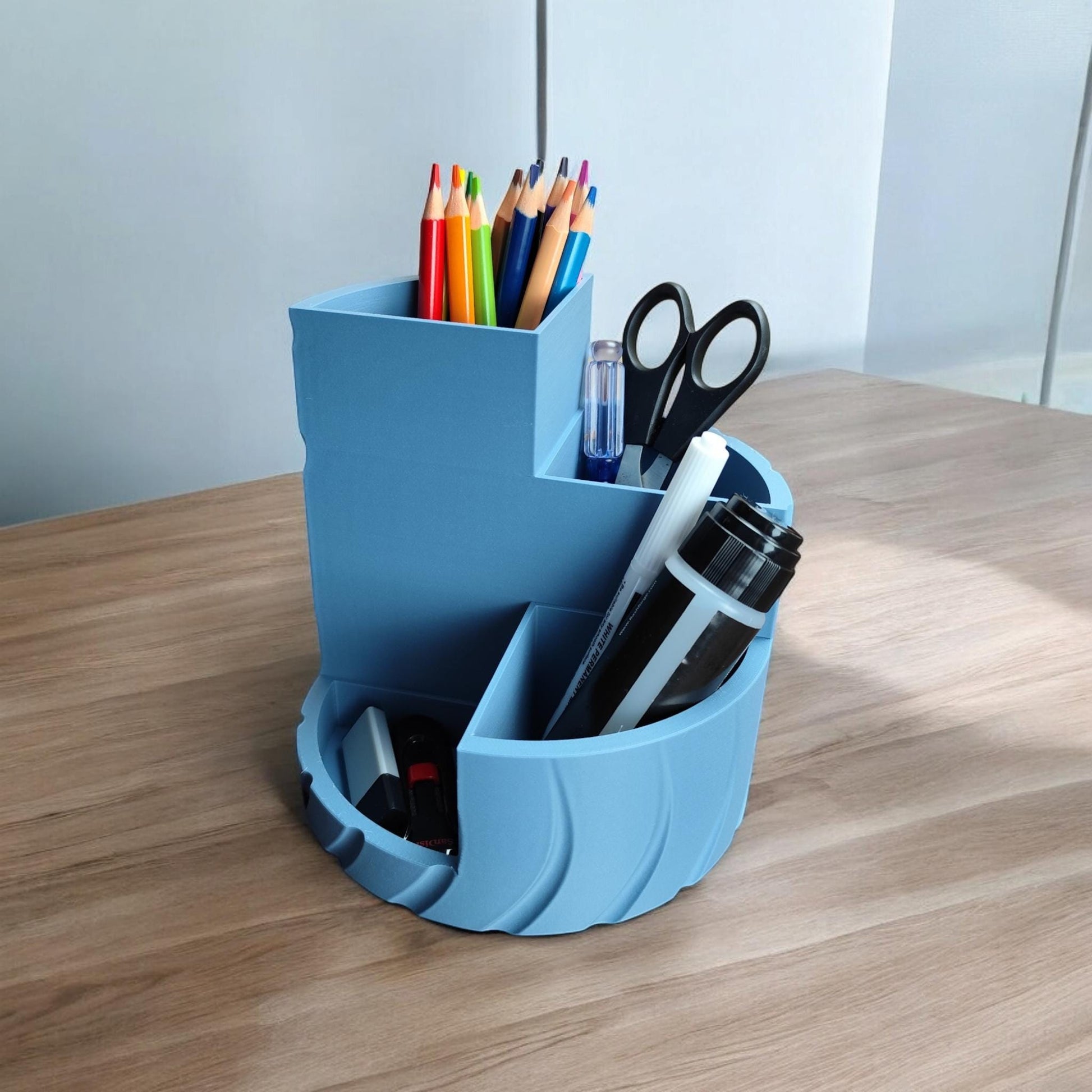 Round Desk Organizer with 4 Sections - Office Storage Solution