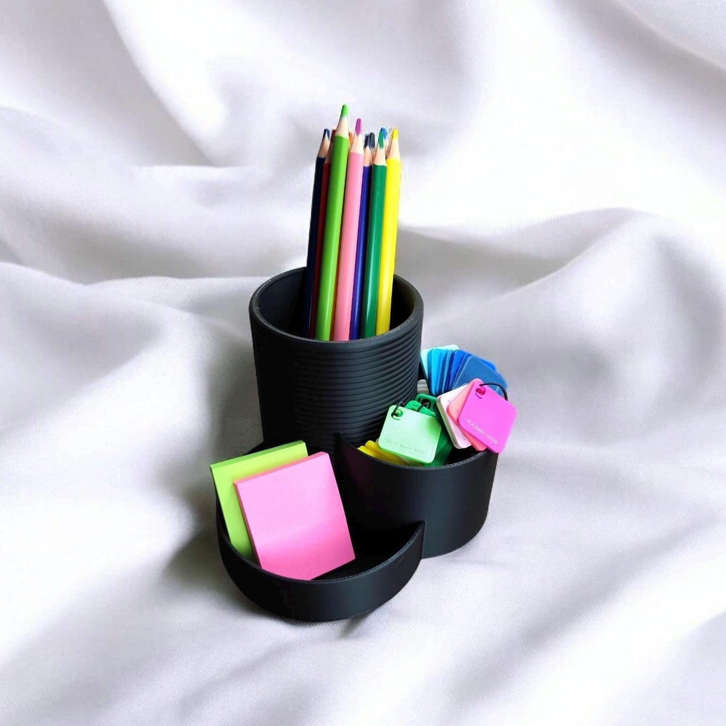 Modern Triple Cup Utensil Caddy- Office Desk Organizer