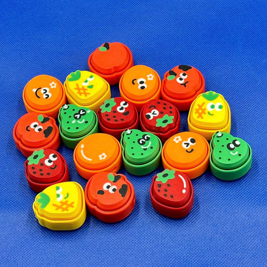 Colorful Clicker Fruit Fidgets Keychain | 3D Printed Emoji Faces for Stress Relief & Fun Party Favors Gift Idea