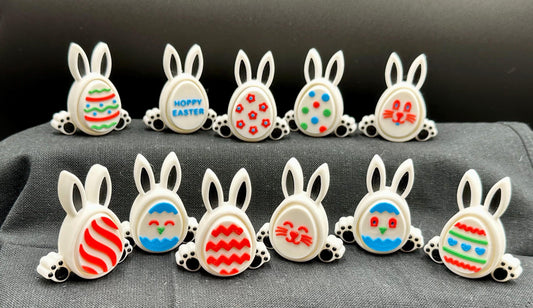 5 Pack Easter Bunny Clickers with Mystery Egg Design on Belly | Fun Spring Toy for Kids | Perfect Easter Basket Stuffers & Party Favors