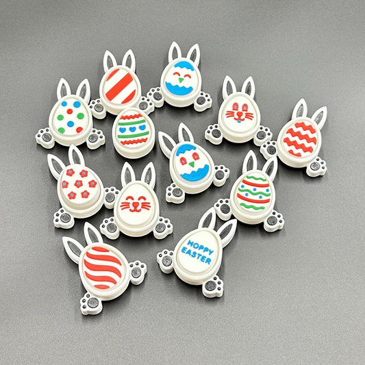 5 Pack Easter Bunny Clickers with Mystery Egg Design on Belly | Fun Spring Toy for Kids | Perfect Easter Basket Stuffers & Party Favors