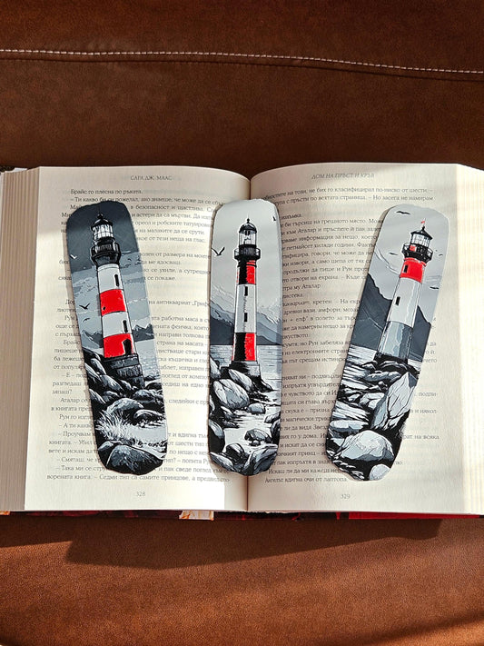 Lighthouse Bookmark Handmade Nautical Gift for Readers, Unique Coastal Book Accessory, Beach House Decor, Reading Companion—Set of 3