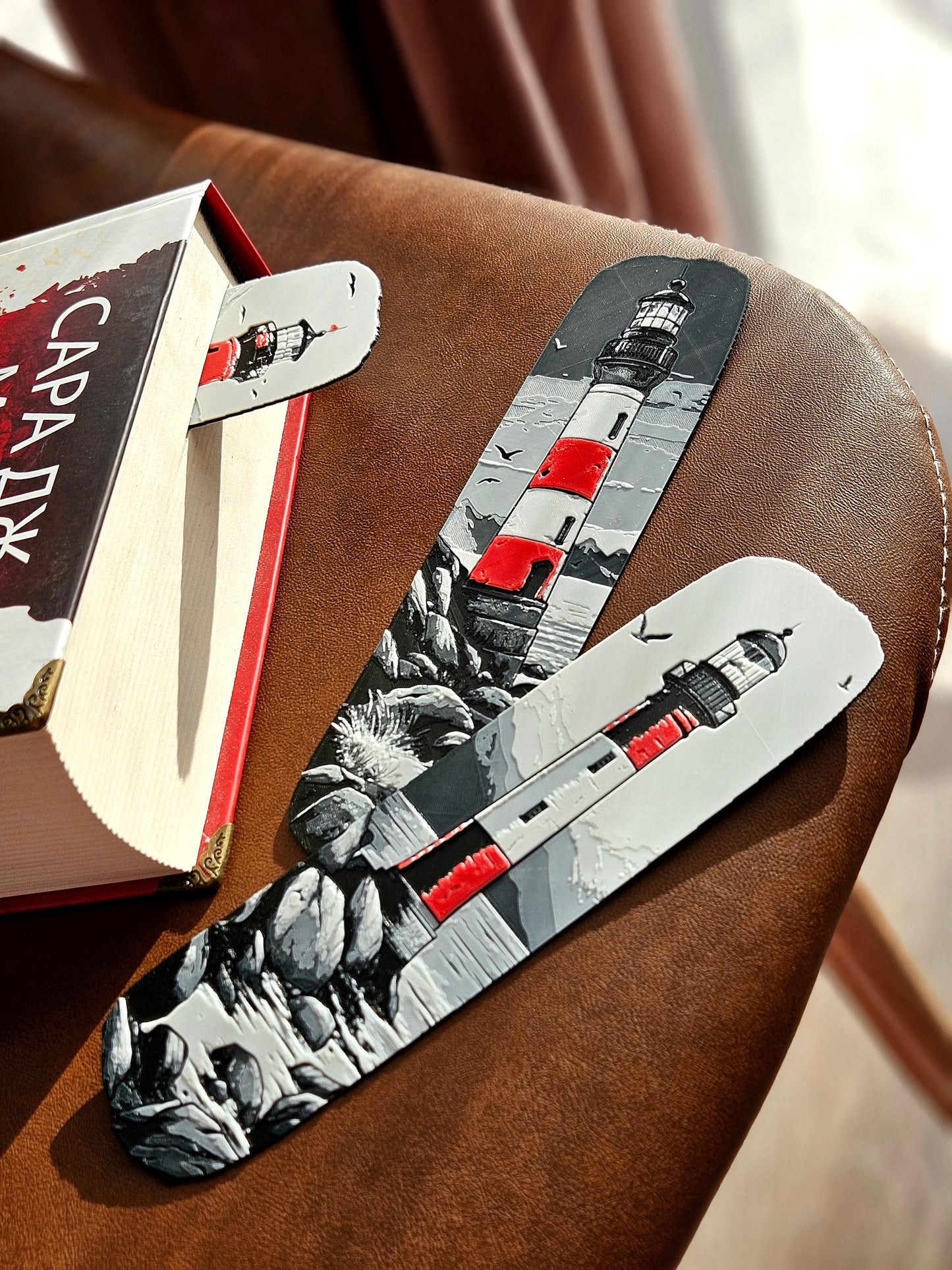 Lighthouse Bookmark Handmade Nautical Gift for Readers, Unique Coastal Book Accessory, Beach House Decor, Reading Companion—Set of 3