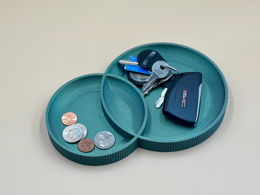 Catch All Organizer with Interlocking Circles, Three Compartments Desk Storage Tray, Decorative Catchall for Keys & Small Items