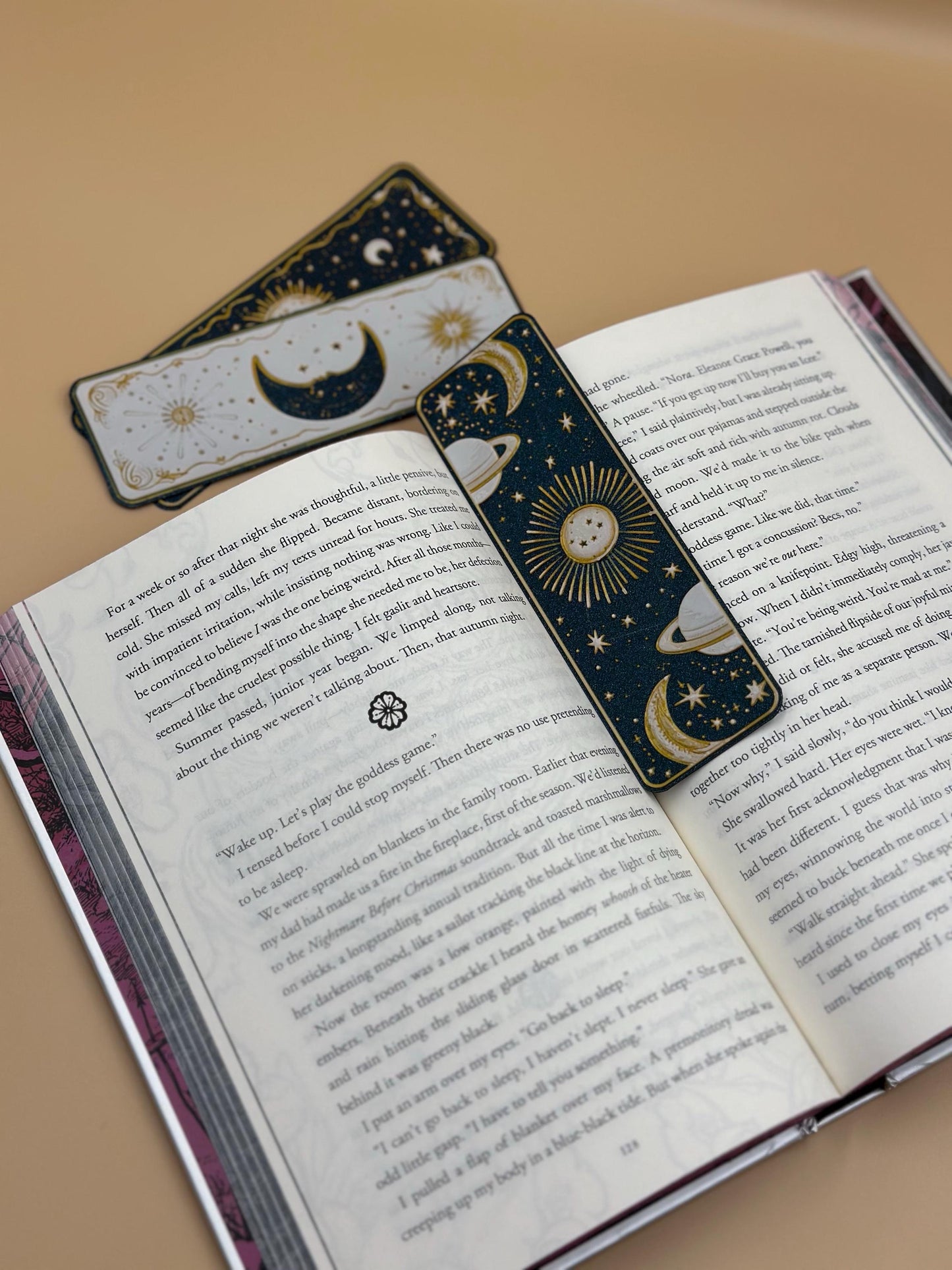 Celestial Bookmarks Set of 3 3D Printed Sun, Moon & Planets Space Galaxy Gifts for Book Lovers