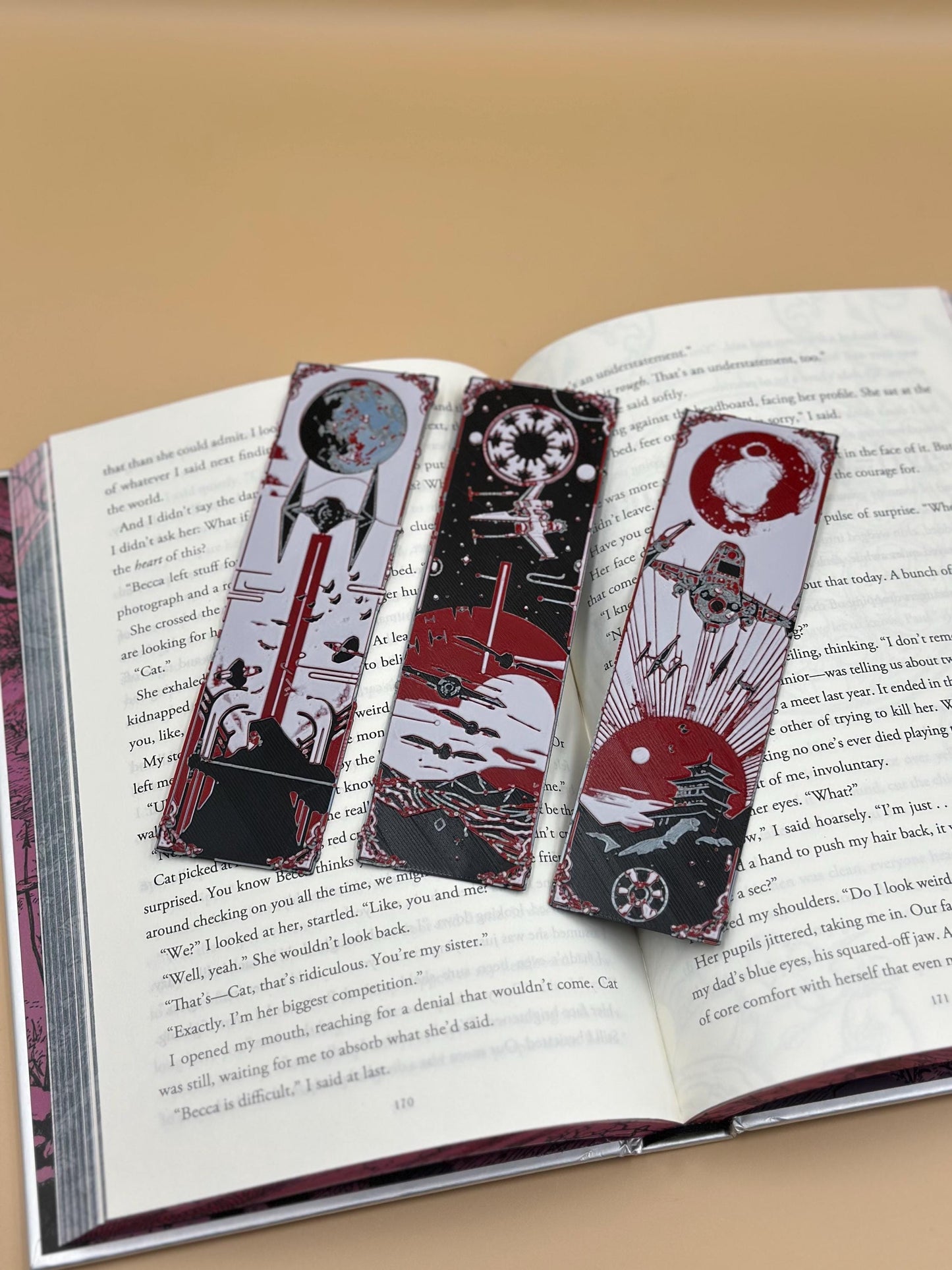 Sci-Fi Bookmarks Set of 3, 3D Printed Star Wars Inspired Gifts for Book Lovers, Geeky Reading Accessories