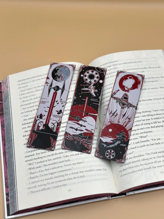Sci-Fi Bookmarks Set of 3, 3D Printed Star Wars Inspired Gifts for Book Lovers, Geeky Reading Accessories