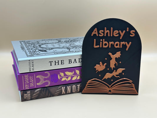 Personalized Library Sign with Dragons, Custom Book Nook Décor for Home & Reading Room Gift