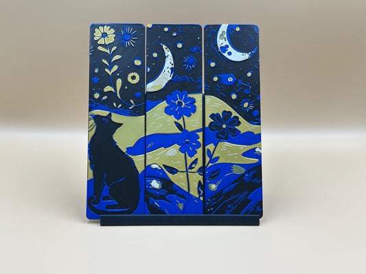 3D Printed Cat Bookmark Set: Starry Night Design, Book Lover Gift