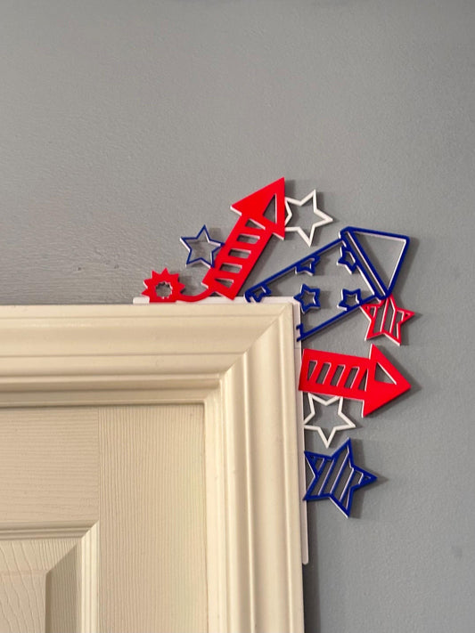Patriotic Door Corner Decorations - Firework & American Flag Options for 4th of July Home Decor