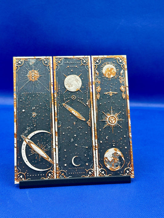 Galaxy Bookmarks Set of 3 3D Printed Sun, Moon & Planets Space Celestial Gifts for Book Lovers