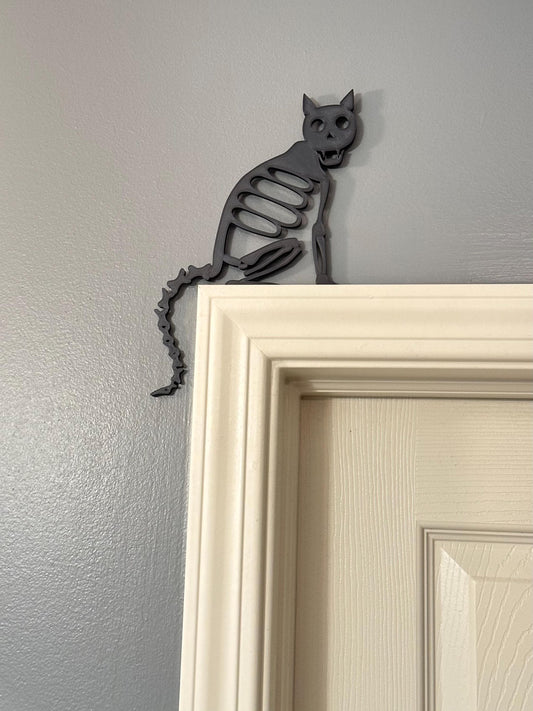 Skeleton Cat Door Corner Protector - Halloween Decor, Spooky Cat Wall Accent, Gothic Home Decoration, Unique Gift Idea