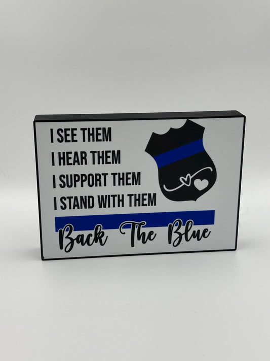Back the Blue Light Box: Police Badge Sign - Law Enforcement Gift