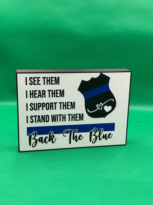 Back the Blue Light Box: Police Badge Sign - Law Enforcement Gift