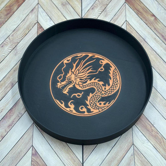 Catch All Tray Dragon Design with Copper Accents, Decorative Organizer for Keys, Jewelry & Desk, Unique Gift for Home or Office