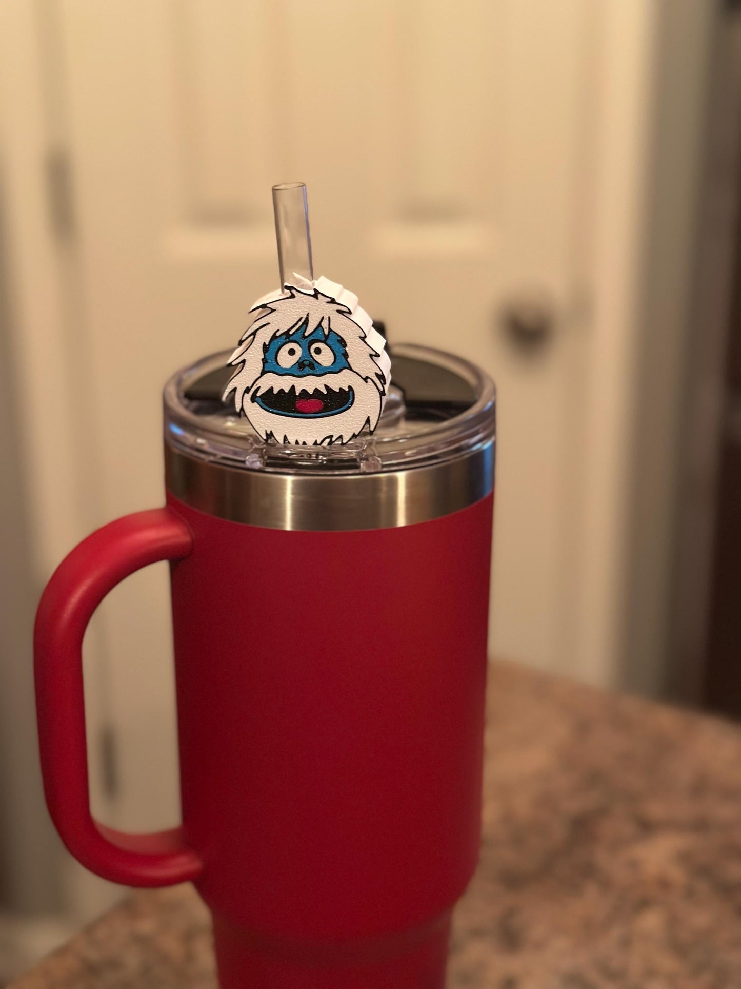 Abominable Snowman Tumbler Straw Slide Charm Topper Magical Yeti Cup Accessory Gift for Drinkware
