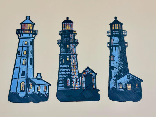 3D Printed Lighthouse Bookmarks: Nautical Decor Gift Set