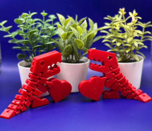Adorable Dinosaur Desk Decor Holding Heart - Fun Toy for Children set of 2