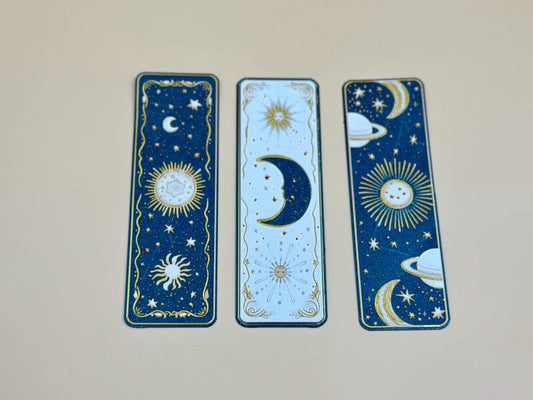 3D Printed Celestial Bookmarks: Sun, Moon & Planets - Galaxy Gift Set